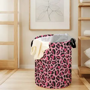 Leopard Print Dirty Clothes Basket, Large Capacity Laundry Basket with Handle, Household Foldable Dirty Clothes Storage Basket, Dirty Clothes Hamper