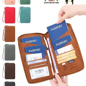 New RFID Blocking Passport Holder, Holds Multiple Passports, Travel Document Organizer, Skin-Friendly Zipper Wallet, Detachable Wrist Strap, Passport Cover