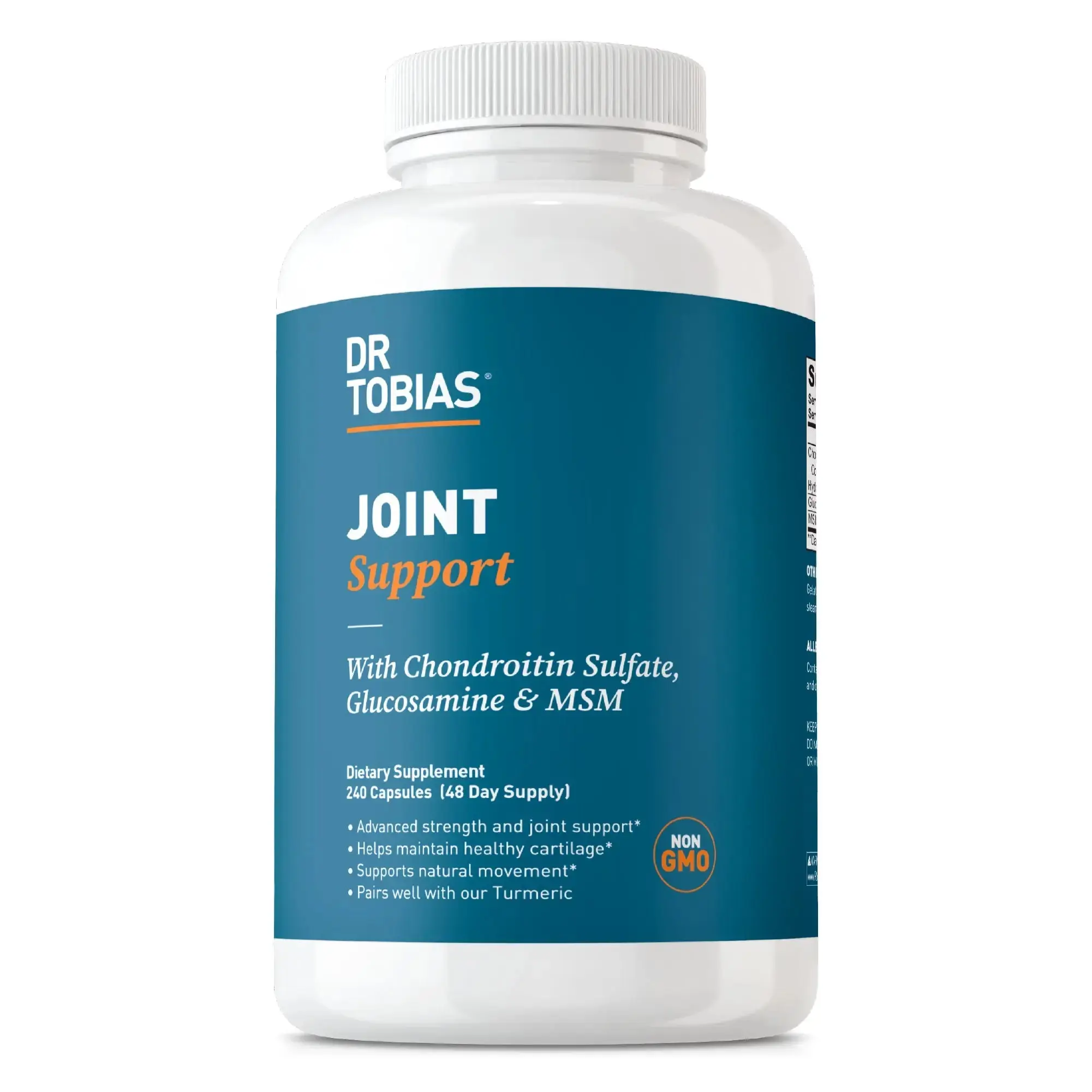 Dr. Tobias Joint Support Supplement - 240 Capsules | Includes Glucosamine Chondroitin MSM, Supports Joint Health, Function & Flexibility, Extra Strength Joint Supplements for Men & Women