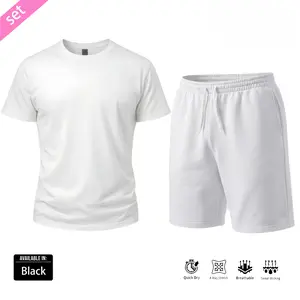 Graphic Tee for Men Women 2-Piece Unisex Wear Short-Sleeve Crew Neck Cotton Plain Cut Activewear Set - Breathable Summer Basic Top and Shorts Combo for Everyday Casual Streetwear