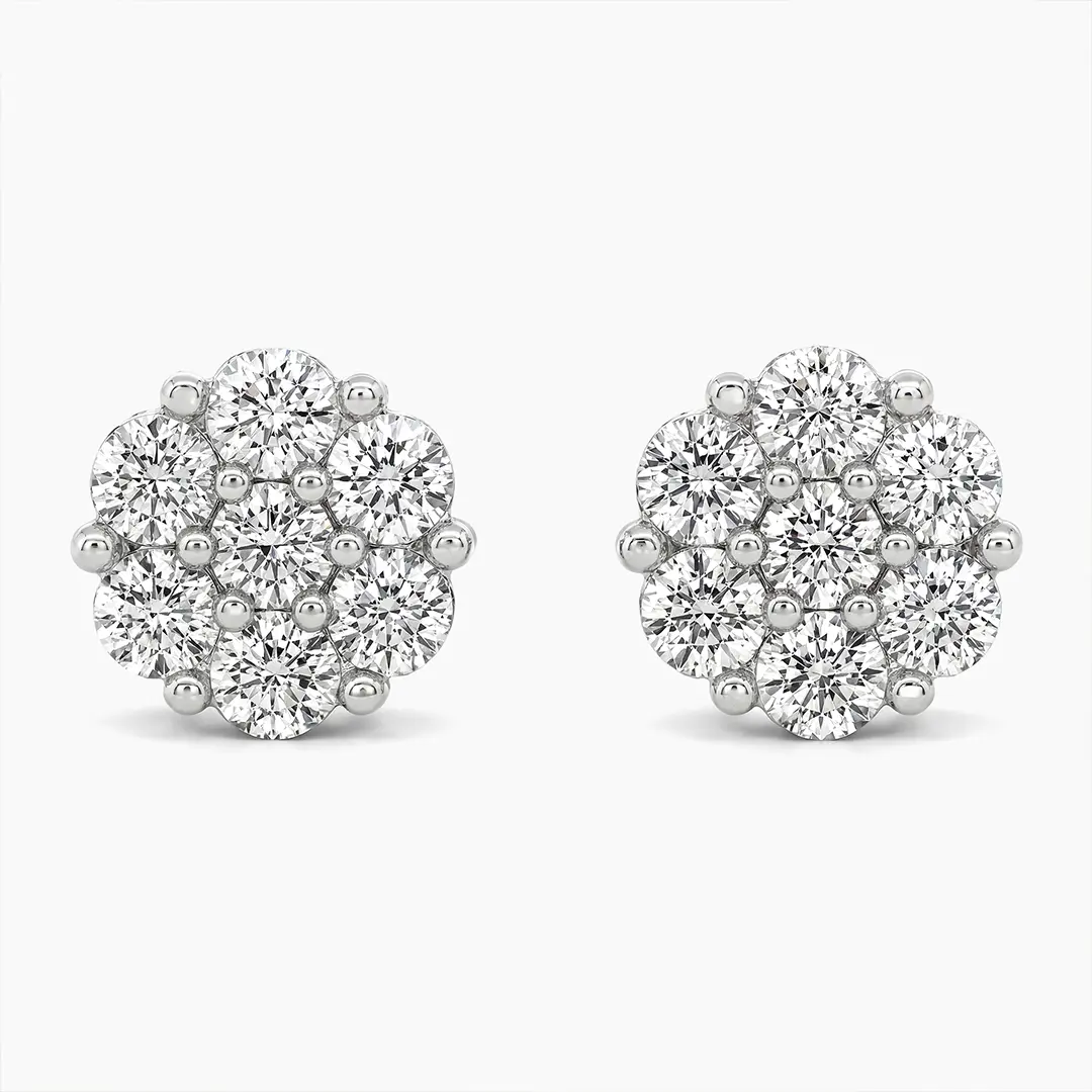 #3   |   1/2 CTW | Flower Cluster Lab Diamond Stud Earrings set in 925 Sterling Silver