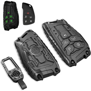WOAOW for GMC Heavy Key Fob Cover for 2022-2025 2026 Chevy Silverado 1500 GMC Sierra 1500, Metal Key Case for Chevrolet Tahoe 2024 2025 2026 Silverado Sierra 2500HD 3500HD Key Protector 5 Buttons
