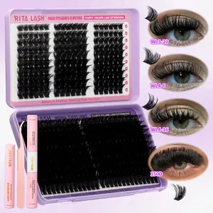 DIY Eyelash Set, 1 Box Natural Look Eyelash Extensions, Self Grafting Curl Eyelashes, Lash Clusters, Volume Individual Lash, Wispy Eyelash Clusters, Wispy Lashes Kit