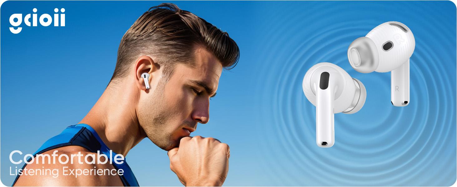 Gcioii 3 Pairs Silicone Ear Tips for Apple AirPods 4th Generation - Noise Cancelling Anti-Slip Covers with Carabiner & Handy Storage Pouch, Translucent Audio Accessories for Intense Workouts & Fitness (Cannot Be Charged With Tips)