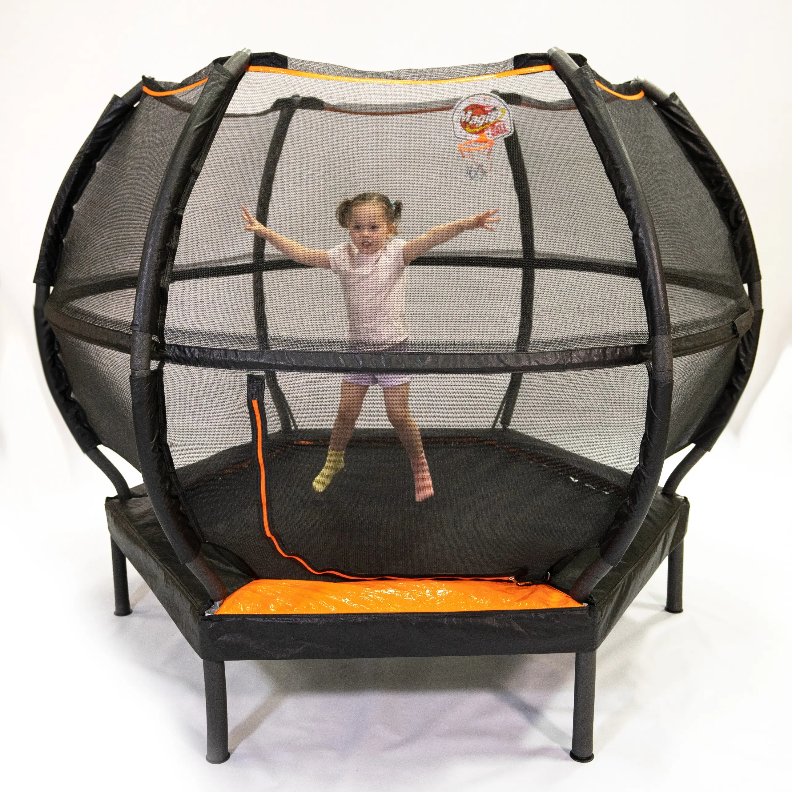JumpKing 7 ft. Hexagonal ZorbPOD Trampoline with Hardback Hoop and Ball