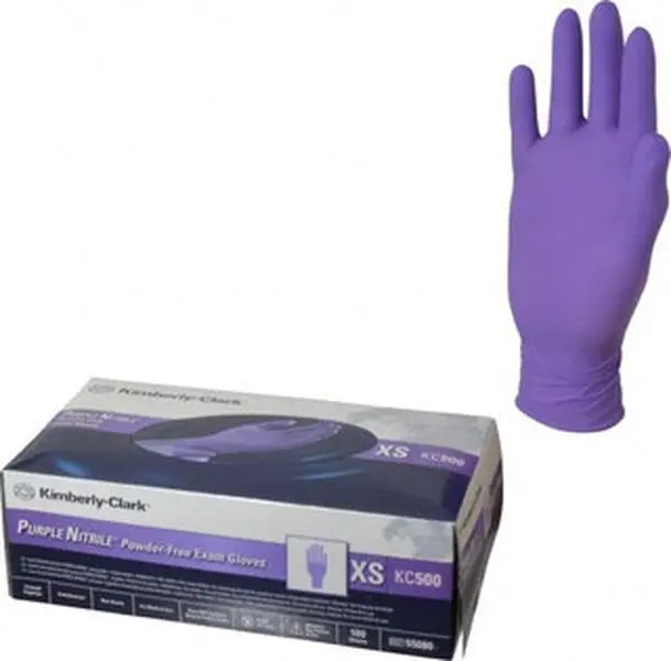 Kimtech Thick Disposable Nitrile Cleaning Gloves, XS Size, 6 mil, Medical Grade, Powder-Free, 9.5 in Long, Purple, Textured Grip, Beaded Rolled Cuffs, FDA Approved, Ambidextrous, 100 Pairs, Model 55080