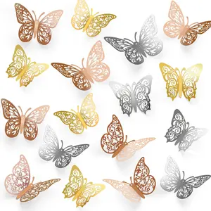 72 Pcs 3D Wall Decorations for Birthday and Cake Decorating in Rose Gold, Gold, and Silver