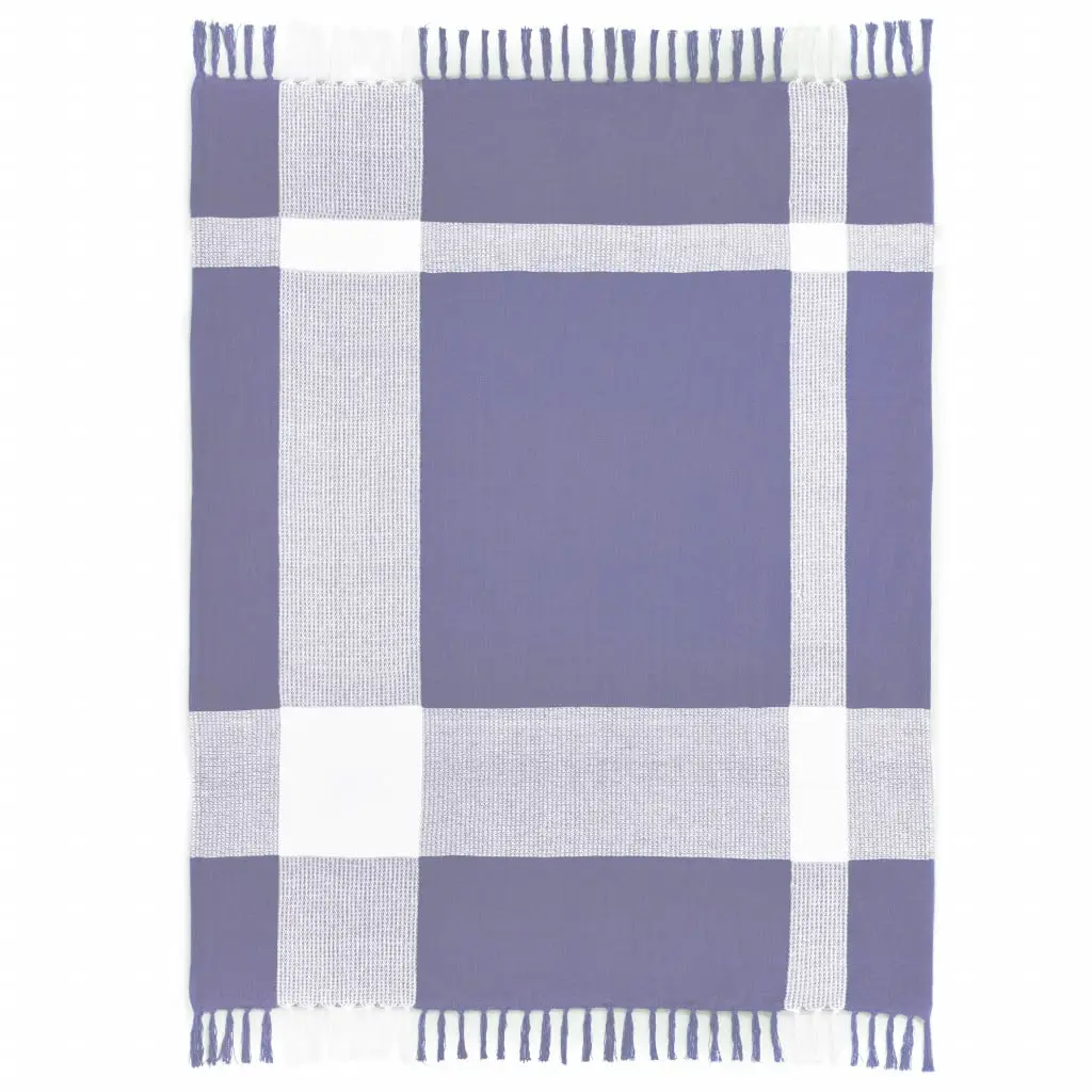 HomeRoots Checkered Woven Cotton Throw Blanket - Purple, Casual Soft, Cotton Blankets Option, For Bed Use, Ideal for Sweet Home Decor, Casual Soft Blanket