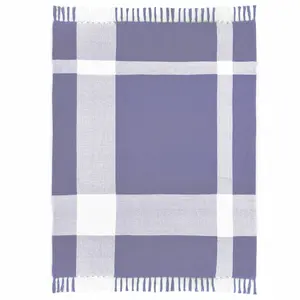 HomeRoots Soft Checkered Woven Cotton Throw Blanket - Purple, Soft Blanket