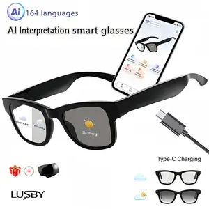 AI Interpretation Smart Glasses,160 Languages, Chat GPT,Audio Glasses for Men And Women,Microphone And Speaker, HD Voice Calls And HIFI Music Quality,Hands-Free Calling,Color Changing Lens, Suitable for  Riding,Driving,Travel,Easter gift