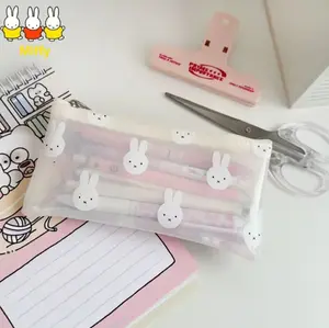 Kawaii Miffyy Bunny PVC Transparent Waterproof Pencil Case | Stationary Bag Rabbit Makeup Gift