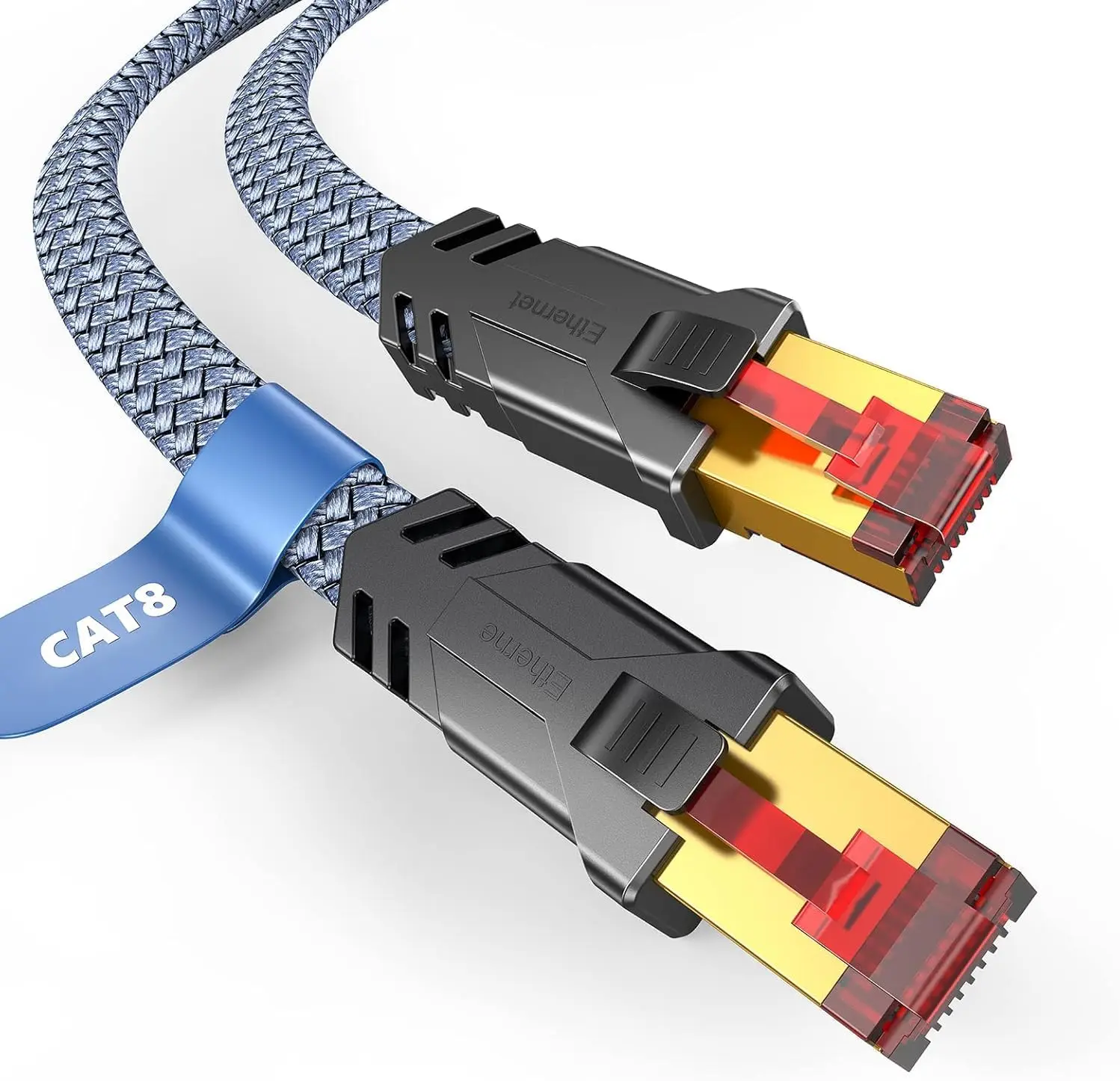 Snowkids Cat 8 Ethernet Cable 15 FT, High Speed [Ethernet Internet LAN Network] Braided Cord, 40Gbps 2000Mhz Supports Cat7 Cat6 Cat5e Cat5, Flat Heavy Duty Patch Cord RJ45 Connector for Gaming, Router