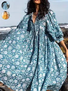 Women's Vacation Ditsy Floral Dress, Garden Dresses,Elegant Summer Fashion, Perfect for Travel, Comfortable and Stylish, Ideal for Casual