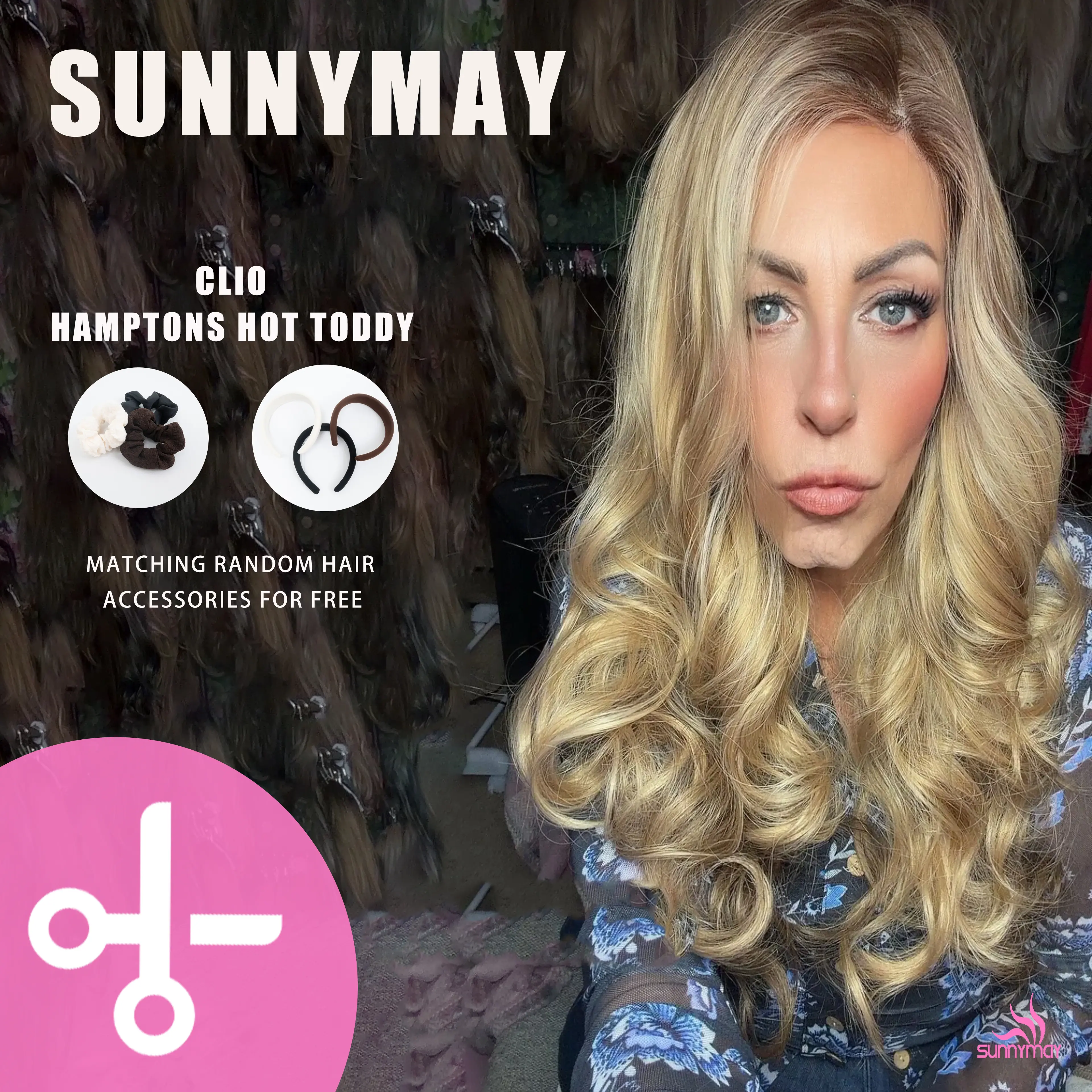 Sunnymay multi-layer stylish women’s wig CLIO Hamptons gray-brown, pre-cut design, suitable for 3×0.5 lace, front lace, glueless design, 120% density, deep wave curls, gold color, front lace wig, glueless wig, headband wig, chocolate brown women’s wig, he