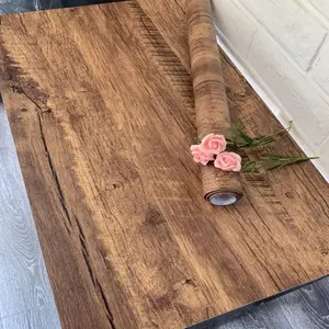 1 Roll Contact Paper Wood Grain Peel and Stick Wallpaper Kitchen Countertops Cabinets Waterproof Easy to Clean Rustic Wood Wallpaper Self Adhesive Removable Vinyl Roll Brown