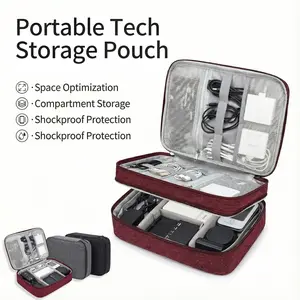 Shockproof Travel Essential Organizer Space-Optimized Three-layer  Waterproof Portable All-in-One Storage Case Unisex Suitable for Cables Chargers Phones and Headphones