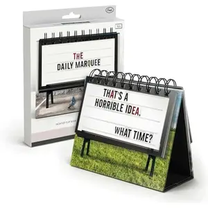 Daily Marquee Desktop Flipchart, 52 Witty Signs, Fun & Functional Desk Accessories for Home or Office, Funny Gift for Coworkers, Office Gifts