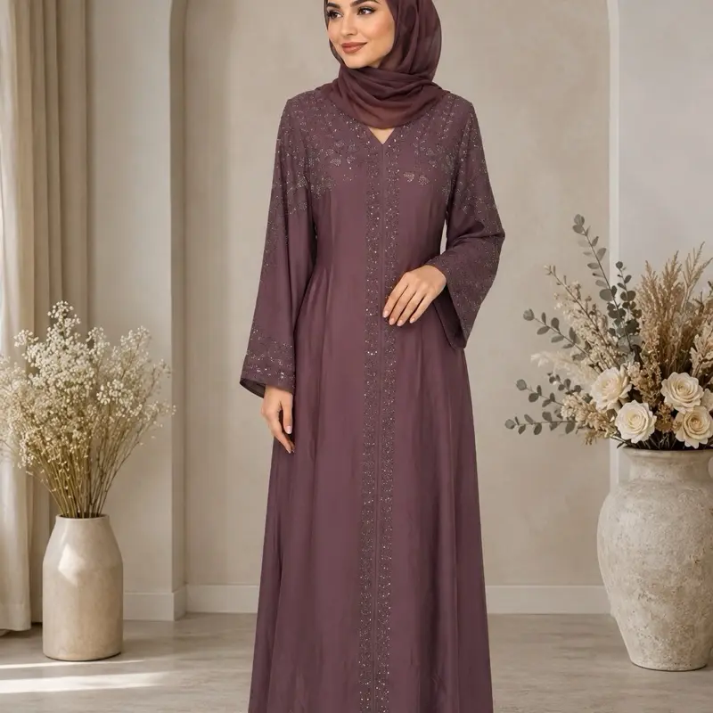 #72, Dubai Luxury Butterfly Embroidery Beading Long Sleeve Abaya with Internal Belt, Modest Fashion Wear
