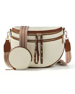 CHERUBEL Ladies' Fashionable Retro Style Shoulder Bag, Upgraded Dual-Zipper Women's Crossbody Bag,Vintage Shoulder Bag, Casual Adjustable Strap Crossbody