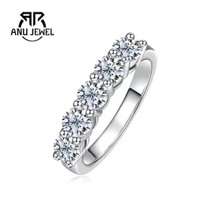 AnuJewel 925 Sterling Silver Synthetic Moissanite Ring Eternity Band Ring Fine Jewelry 1.5CT 4MM D Color VVS1 for Anniversary weddings Brithday Valentine's Day and Mother's Day with GRA Certificate