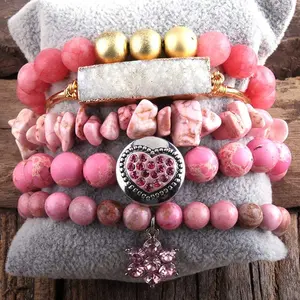 5pc Stone Druzy Bracelets Stack Sets