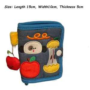 Kawaii Cartoon Embroidery Card Holder Lightweight with Multiple Compartments Snap Closure Cute Small Wallet for Kids Teens Ideal for School Travel Essentials Birthday Gifts