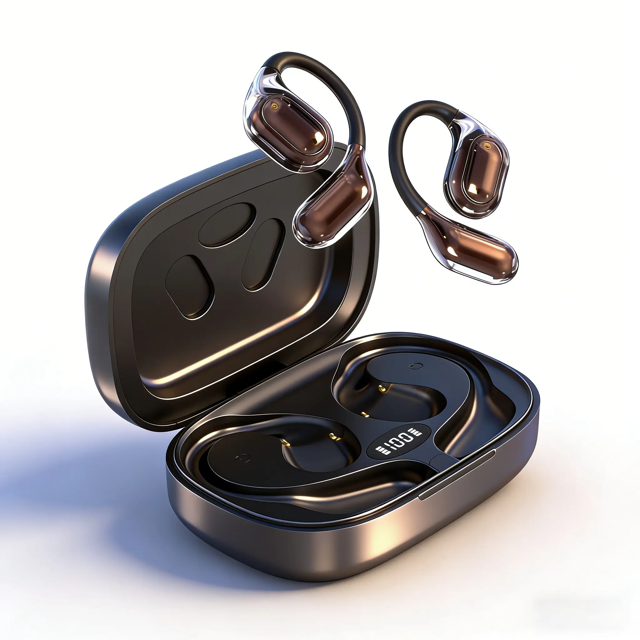 Coal Black Wireless Bluetooth Translation Earbuds - Headset with Real-Time 156-Language Translation, 6 Modes, No Subscription, Audio/Video Call Support, English-Spanish Capability, Outdoor Use, Earbuds Wireless