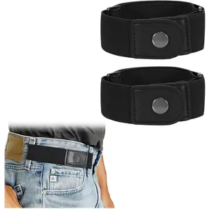 Men 2 Loop No Buckle Elastic Belt for Women Men side belts, Fit 1.5 Inch Belt Loop