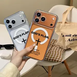 Kasevia God's Plan Bible Verse Magnetic Phone Case for iPhone 13 14 15 16 17, Christian Cross Clear MagSafe Case, Shockproof Anti-Yellowing Protective Cover for Faith Lovers