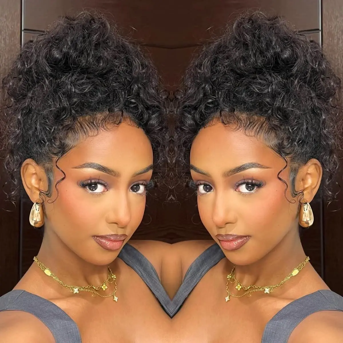 Hidden Strap 360 Skinlike HD Lace Front Wigs Human Hair kinky curly Glueless Wigs Pre Plucked Pre Cut Bleached Tiny Knots Full Lace Frontal Wig with Invisible Drawstring