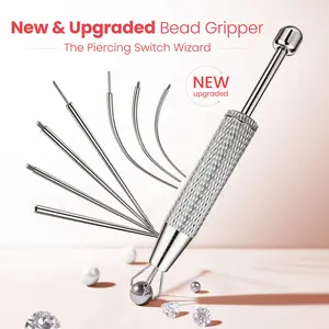8Pcs Jewelry Changer Kit - 16G/18G/20G Surgical Steel Guide & Bead Gripper - Fits Internally Threaded, Externally Threaded