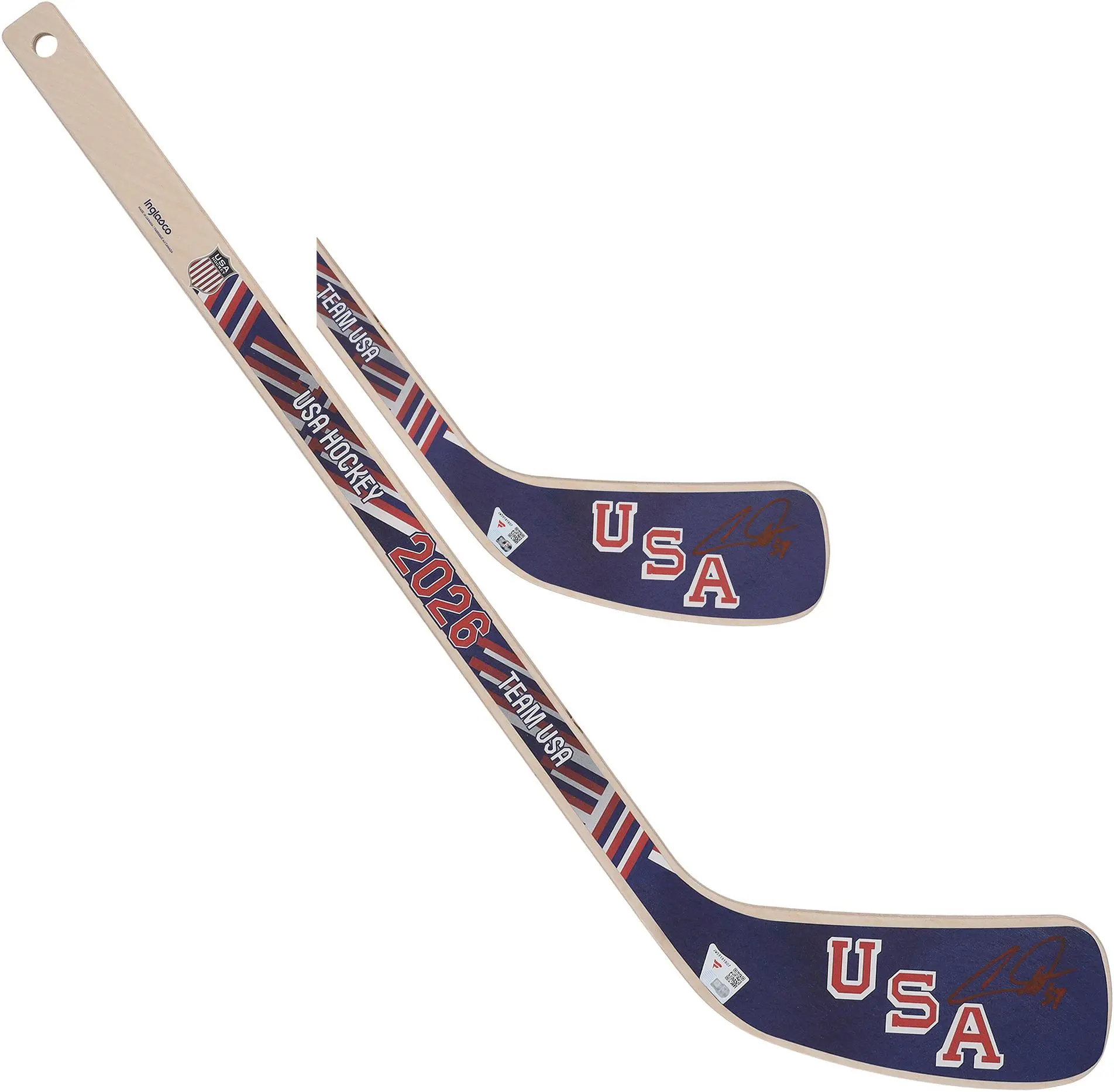 Auston Matthews Toronto Maple Leafs Autographed Team USA 2026 Olympics Mini Wood Stick - Fanatics Authentic Certified