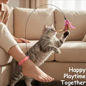 Hands-Free Wearable Cat Feather Teaser Collar Toy, Interactive Self-Play Kitten Toy to Relieve Boredom and Burn Energy