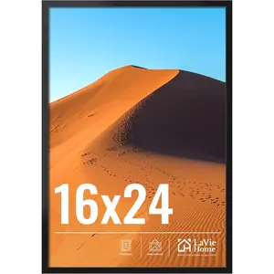 16x24 Picture Frame for Wall Display, 16x24 Black Picture Frame with HD Plexiglas, 16 x 24 Poster Frame 1 Pack, Display Frame for Vertical or Horizontal, Classic Collection