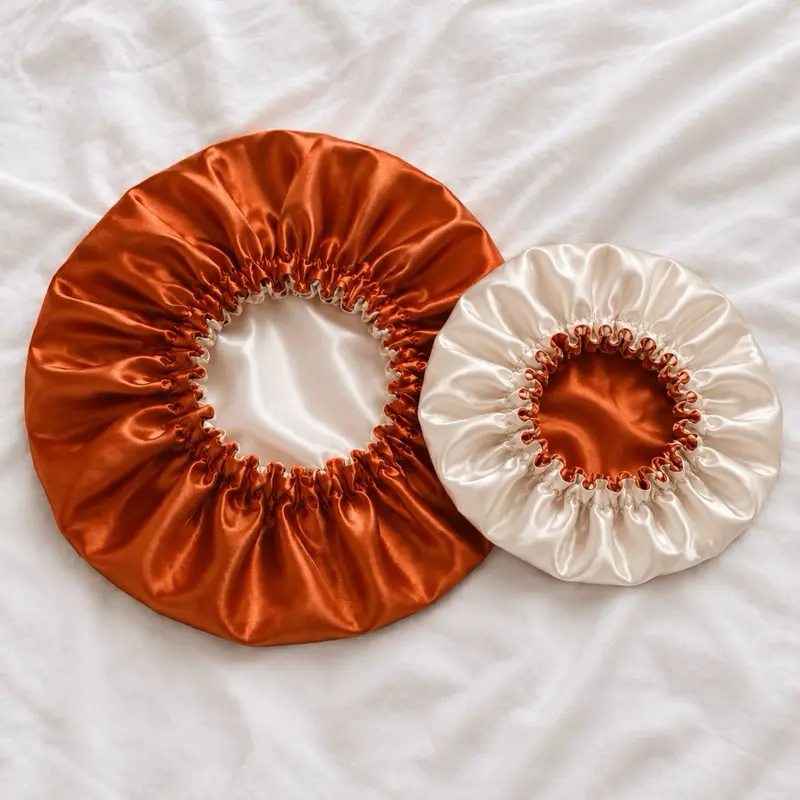 Peachy Rust Reversible Satin Bonnet