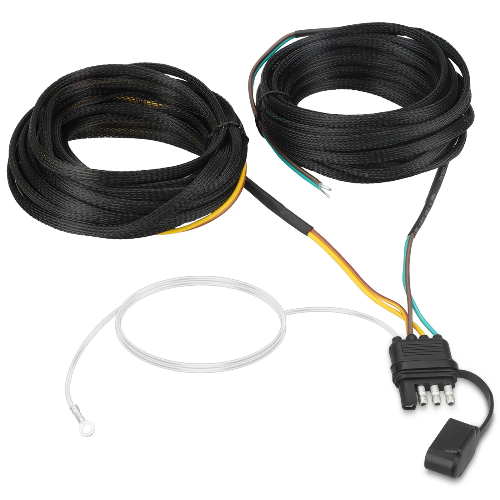 22FT 4 Pin 5 Wire Trailer Wiring Harness Kit - Harness Protected by Nylon Net Tube,Waterproof 4 Pin 5 Wire Trailer Connector,Pure Copper Boat Trailer Wiring Kit for Trailer Tail Light Rewiring,Automotive repair kit