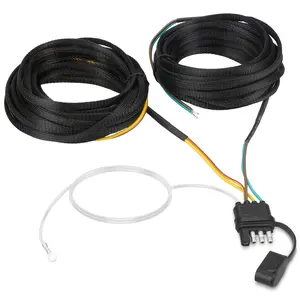 22FT 4 Pin 5 Wire Trailer Wiring Harness Kit - Harness Protected by Nylon Net Tube,Waterproof 4 Pin 5 Wire Trailer Connector,Pure Copper Boat Trailer Wiring Kit for Trailer Tail Light Rewiring
