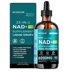 23-in-1 Liposomal NAD Supplement - NAD+ Liquid Drops with Resveratrol, Black Pepper Extract - Support Anti-Aging, Brain & Cellular Mitochondrial Health - 4 Fl Oz, Pineapple Flavor