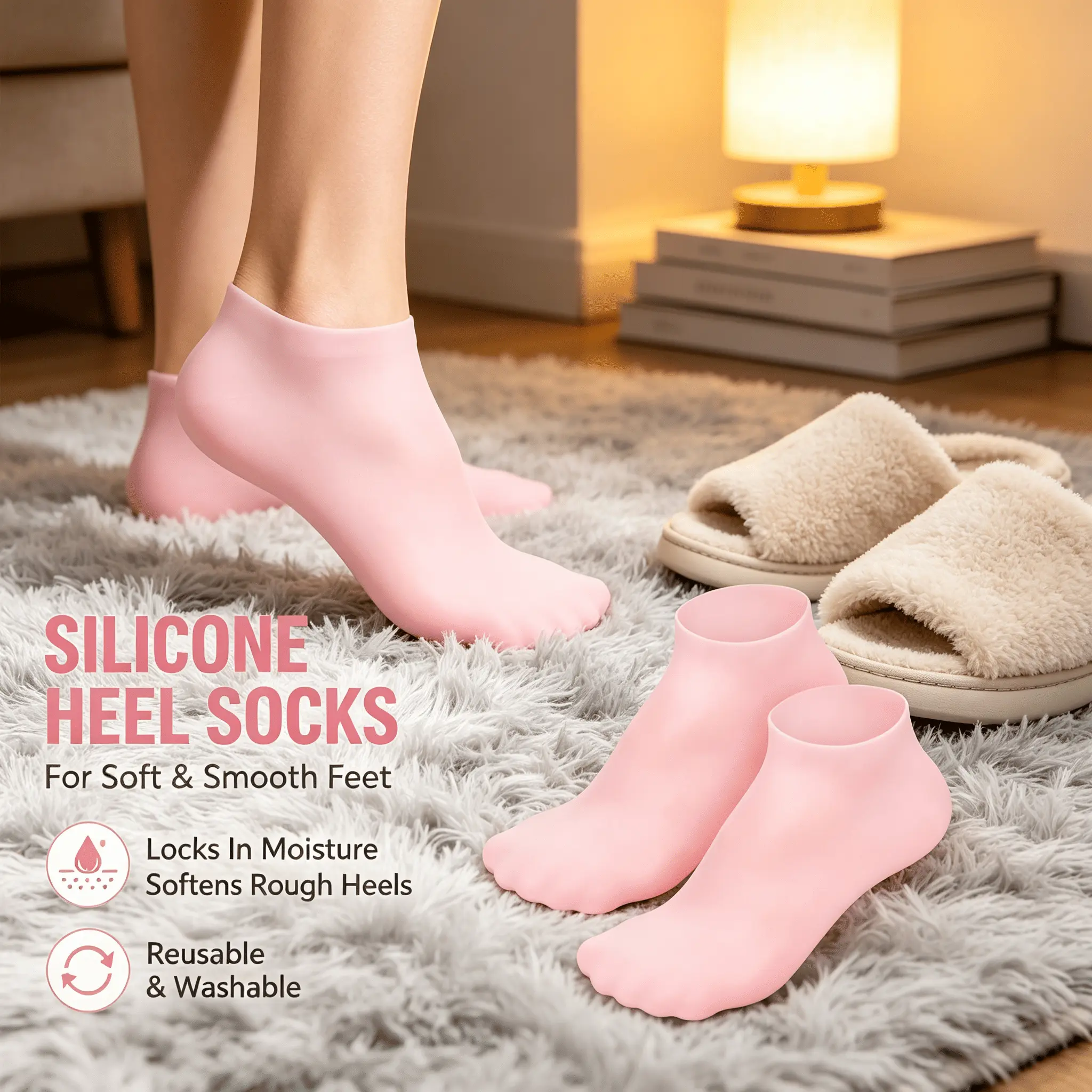 Reusable Pedicure Silicone Foot Socks, Washable Exfoliation Foot Covers, Hydrating Gel Overnight Foot Spa Socks, Moisturizing Spa Gel Foot Socks, Lotion Locking No Leak Hydration Booties, Cracked Heel Repair Silicone Socks