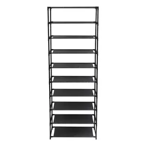 10 Tier Stackable Shoe Rack Storage Shelves - Stainless Steel Frame Holds 50 Pairs Of Shoes (Black and white colors are randomly shipped)
