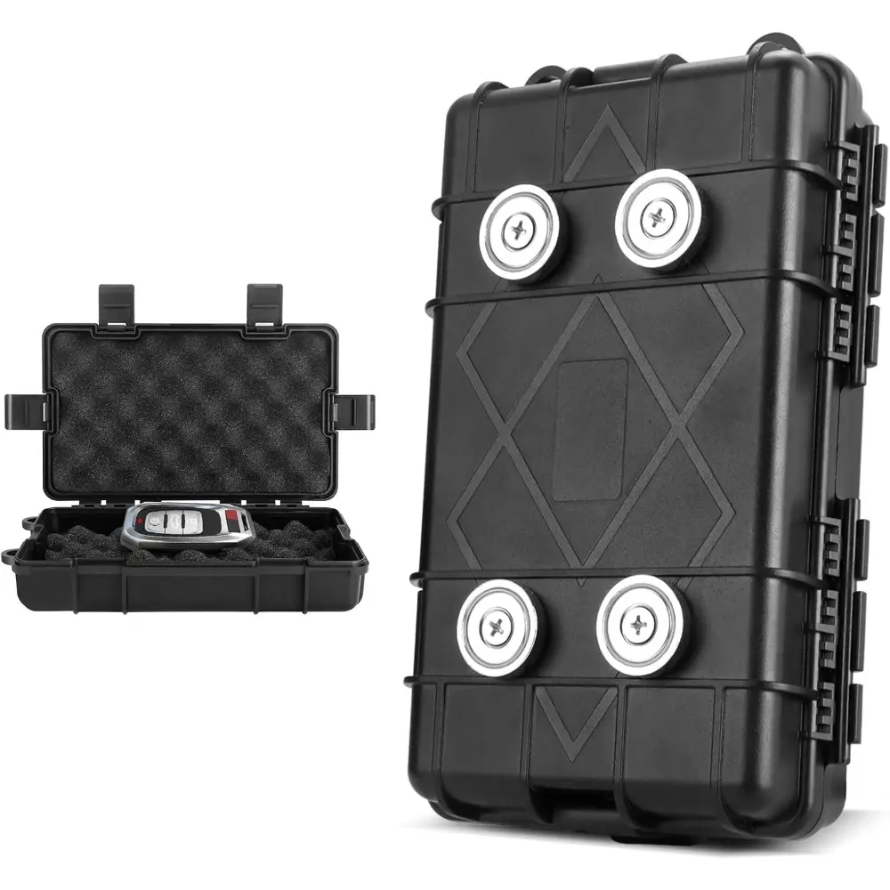 Magnetic Key Box For Under Car-Upgraded Waterproof Large Magnetic Key Holder Under Vehicles-Outdoor Magnetic Key Box-Hidden Key Box Accessories-7.28 x 4.53 x 2.18 Black