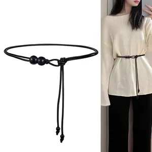 Adjustable Soft Leather Rope Belt for Women, Summer Skirt & Shirt Accessory, Versatile Decorative Waistband, Trendy Braided Design