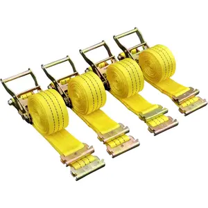 E-Track Ratchet Straps, 2 in x 15 ft, 4,400 lb Strength, 4-Pack