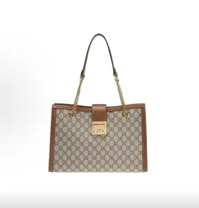 Pre-owned GUCCI Padlock Medium Tote Bag GG Supreme Lock Closure Shoulder Crossbody Handbag