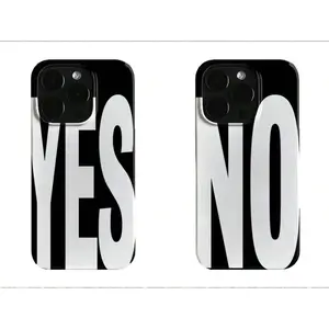 NO And YES Personalized Art Black And White Letters Phone Case| couple case for iPhone17 ProMax /16/15/14/13/12/11 Plus for Samsung phones, suitable for both men and women,  Perfect Gift for Women Men.A gift for the fans, Accessories, Shell
