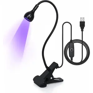 UV Light for Gel Nails 3W UV Nail Lamp, with Gooseneck, 4 Levels Dimming, 365+395nm Wavelength, Portable Clamp with USB Charge, for Decoration DIY at Home Salon Manicure