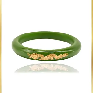 [Jade Bangle] TZ002 Jade Dragon and Phoenix Pendant for Men and Women - Daily Elegant Unisex Bangle