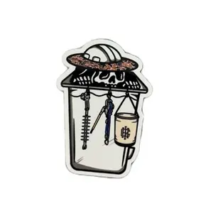 Skeleton Lineman in Bucket Truck Hardhat Sticker - Perfect Gift for Linemen Unique Design Reflects Dedication & Respect for Job