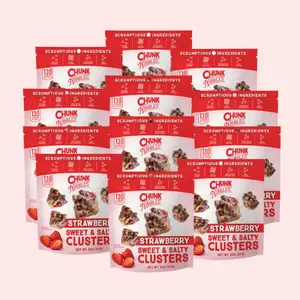 Chunk Nibbles Strawberry Snack Clusters | 12 Pack | 2oz Bags | Sweet & Salty Cluster Bites