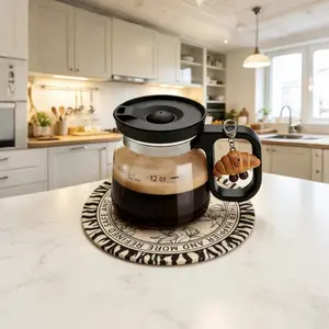 16oz Glass Coffee Mug in Coffee Pot Shape, 4 Inch TallCompact Mini Carafe Design with Sip Lid, Cute NoveltyReusable Drinkware Cup for Coffee and Tea, Fun Gift forCoffee Lovers, Home Office Desk Aesthetic Mug